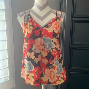 Loft petites floral tank with double string straps in size small petite.
